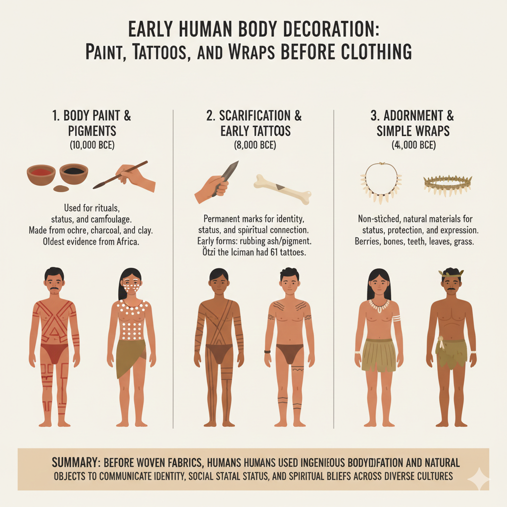 Body Decoration Before Clothing: Paint, Tattoos, and Wraps