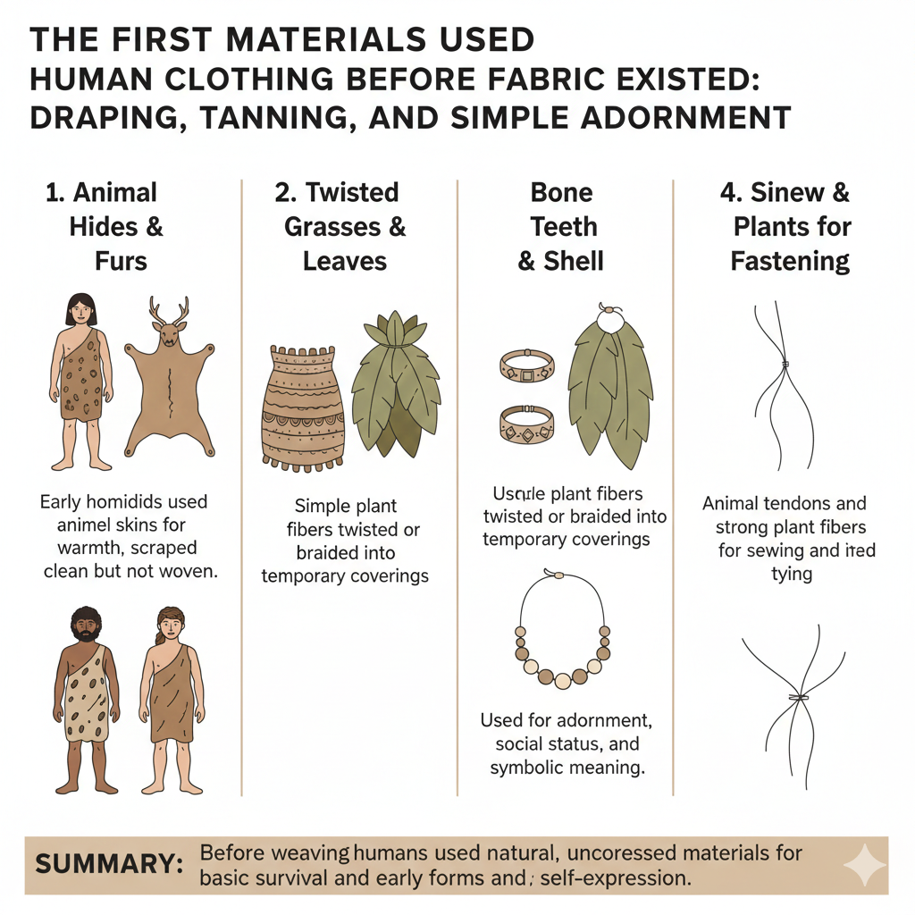 The First Materials Used in Human Clothing Before Fabric Existed